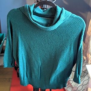 Loft 3/4 sleeve dark teal mock neck sweater